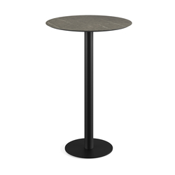 Feros Urban - Bartisch schwarzes Gestell + Midnight-Marmor HPL-Platte Ø70 cm, Schwarz + Midnight Marmor