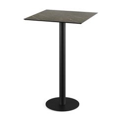 Feros Urban - Bartisch schwarzes Gestell + Midnight-Marmor HPL-Platte 70x70 cm, Schwarz + Midnight Marmor