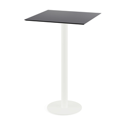 Feros Urban - Bartisch weißes Gestell + schwarze HPL-Platte 70x70 cm, Weiß + Schwarz
