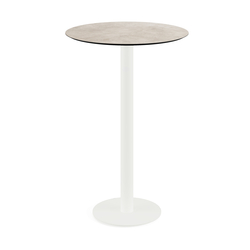 Feros Urban - Bartisch weißes Gestell + Moonstone HPL-Platte Ø70 cm, Weiß + Moonstone