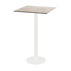 Feros Urban - Bartisch weißes Gestell + Moonstone HPL-Platte 70x70 cm, Weiß + Moonstone