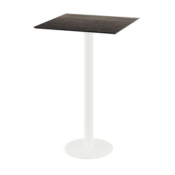 Feros Urban - Bartisch weißes Gestell + Riverwashed Holz HPL-Platte 70x70 cm, Weiß + Riverwashed Holz