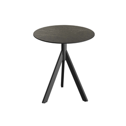 Feros Infinity Tripod - Terrassentisch schwarzes Gestell + Midnight-Marmor HPL-Platte Ø70 cm, Schwarz + Midnight Marmor