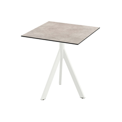 Feros Infinity Tripod - Terrassentisch weißes Gestell + Moonstone HPL-Platte 70x70 cm, Weiß + Moonstone