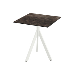 Feros Infinity Tripod - Terrassentisch weißes Gestell + Riverwashed Holz HPL-Platte 70x70 cm, Weiß + Riverwashed Holz