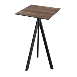 Feros Infinity Tripod - Bartisch schwarzes Gestell + Tropenholz HPL-Platte 70x70 cm, Schwarz + Tropenholz