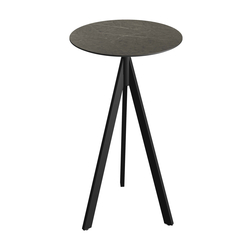 Feros Infinity Tripod - Bartisch schwarzes Gestell + Midnight-Marmor HPL-Platte Ø70 cm, Schwarz + Midnight Marmor