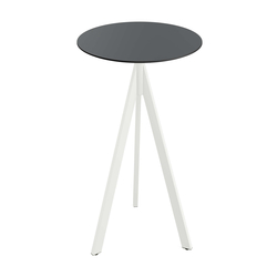 Feros Infinity Tripod - Bartisch weißes Gestell + schwarze HPL-Platte Ø70 cm, Weiß + Schwarz