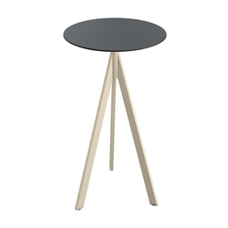 Feros Infinity Tripod - Bartisch sandfarbenes Gestell + schwarze HPL-Platte Ø70 cm, Sand + Schwarz