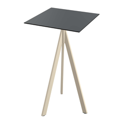 Feros Infinity Tripod - Bartisch sandfarbenes Gestell + schwarze HPL-Platte 70x70 cm, Sand + Schwarz