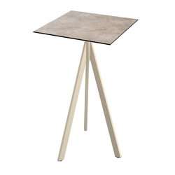 Feros Infinity Tripod - Bartisch sandfarbenes Gestell + Moonstone HPL-Platte 70x70 cm, Sand + Moonstone