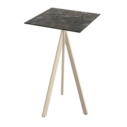 Feros Infinity Tripod - Bartisch sandfarbenes Gestell + Galaxy-Marmor HPL-Platte 70x70 cm, Sand + Galaxy Marmor