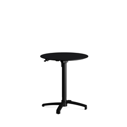 Feros X Cross - Höhenverstellbares schwarz Tischgestell + Schwarze HPL-Tischplatte Ø70 cm, Schwarz + Schwarz