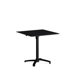 Feros X Cross - Höhenverstellbares schwarz Tischgestell  + Schwarze HPL-Tischplatte 70x70 cm, Schwarz + Schwarz