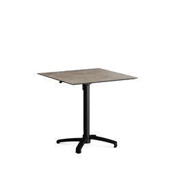 Feros X Cross - Höhenverstellbares schwarz Tischgestell + Moonstone HPL-Tischplatte 70x70 cm, Schwarz + Moonstone