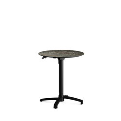 Feros X Cross - Höhenverstellbares schwarz Tischgestell + Galaxy Marble HPL-Tischplatte Ø70 cm, Schwarz + Galaxy Marble