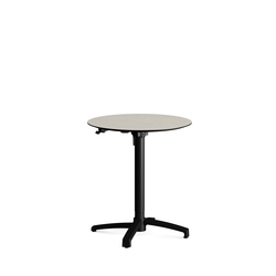 Feros X Cross - Höhenverstellbares schwarz Tischgestell + Sand stone HPL-Tischplatte Ø70 cm, Schwarz + Sand stone