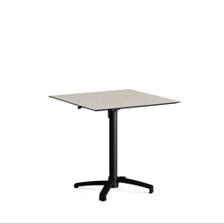 Feros X Cross - Höhenverstellbares schwarz Tischgestell + Sand stone HPL-Tischplatte 70x70 cm, Schwarz + Sand stone
