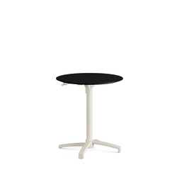 Feros X Cross - Höhenverstellbares sand Tischgestell + Schwarze HPL-Tischplatte Ø70 cm, Sand + Schwarz
