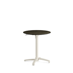Feros X Cross - Höhenverstellbares sand Tischgestell + Midnight Marble HPL-Tischplatte Ø70 cm, Sand + Midnight Marble