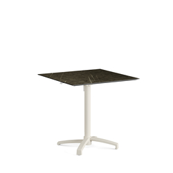 Feros X Cross - Höhenverstellbares sand Tischgestell + Midnight Marble HPL-Tischplatte 70x70 cm, Sand + Midnight Marble