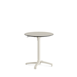 Feros X Cross - Höhenverstellbares sand Tischgestell + Sand stone HPL-Tischplatte Ø70 cm, Sand + Sand stone