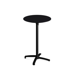 Feros X Cross - Tischgestell hoch schwarz + Black HPL-Tischplatte Ø70 cm, Schwarz + Schwarz
