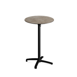 Feros X Cross - Tischgestell hoch schwarz + Moonstone HPL-Tischplatte Ø70 cm, Schwarz + Moonstone