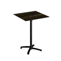Feros X Cross - Tischgestell hoch schwarz + Riverwashed Wood HPL-Tischplatte 70x70 cm, Schwarz + Riverwashed Wood