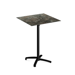 Feros X Cross - Tischgestell hoch schwarz + Galaxy Marble HPL-Tischplatte 70x70 cm, Schwarz + Galaxy Marble