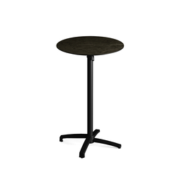 Feros X Cross - Tischgestell hoch schwarz + Midnight Marble HPL-Tischplatte Ø70 cm, Schwarz + Midnight Marble