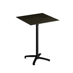 Feros X Cross - Tischgestell hoch schwarz + Midnight Marble HPL-Tischplatte 70x70 cm, Schwarz + Midnight Marble