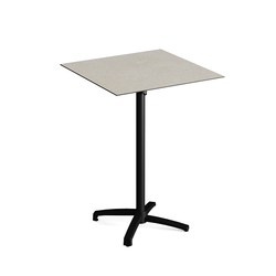 Feros X Cross - Tischgestell hoch schwarz + Sand stone HPL-Tischplatte 70x70 cm, Schwarz + Sand stone