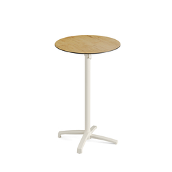 Feros X Cross - Tischgestell hoch sand + Teak wood HPL-Tischplatte Ø70 cm, Sand + Teak wood