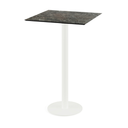 Feros Urban - Bartisch weißes Gestell + Galaxy-Marmor HPL-Platte 70x70 cm, Weiß + Galaxy Marmor