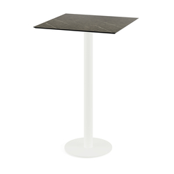 Feros Urban - Bartisch weißes Gestell + Midnight-Marmor HPL-Platte 70x70 cm, Weiß + Midnight Marmor