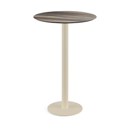 Feros Urban - Bartisch sandfarbenes Gestell + Tropenholz HPL-Platte Ø70 cm, Sand + Tropenholz