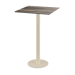 Feros Urban - Bartisch sandfarbenes Gestell + Tropenholz HPL-Platte 70x70 cm, Sand + Tropenholz