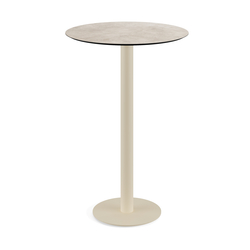 Feros Urban - Bartisch sandfarbenes Gestell + Moonstone HPL-Platte Ø70 cm, Sand + Moonstone