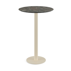 Feros Urban - Bartisch sandfarbenes Gestell + Galaxy-Marmor HPL-Platte Ø70 cm, Sand + Galaxy Marmor