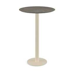 Feros Urban - Bartisch sandfarbenes Gestell + Midnight-Marmor HPL-Platte Ø70 cm, Sand + Midnight Marmor