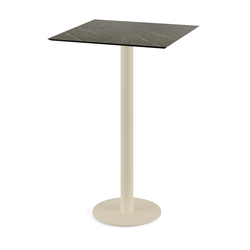 Feros Urban - Bartisch sandfarbenes Gestell + Midnight-Marmor HPL-Platte 70x70 cm, Sand + Midnight Marmor