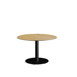 Feros Urban - Tischgestell niedrig schwarz + Teak wood HPL-Tischplatte Ø120 cm, Schwarz + Teak Wood