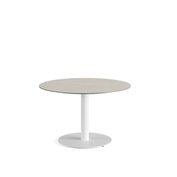 Feros Urban - Tischgestell niedrig weiß + Sand stone HPL-Tischplatte Ø120 cm, White + Sand stone