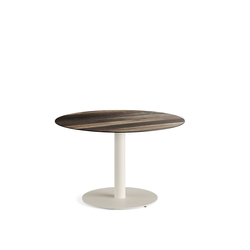 Feros Urban - Tischgestell niedrig sand + Tropical Wood HPL-Tischplatte Ø120 cm, Sand + Tropical Wood