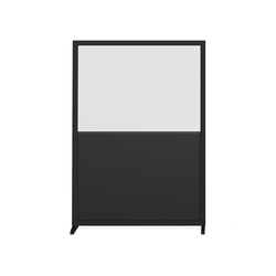 Feros Bodenmontierte Einzelsichtschutzwand - Halbglas + Halb-HPL, Schwarz/Glas