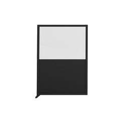 Feros Bodenmontiertes Startmodul Sichtschutzwand - Halbglas + Halb-HPL, Schwarz/Glas