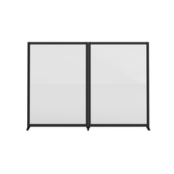 Feros Bodenmontierte Doppelsichtschutzwand - Vollglas, Schwarz/Glas