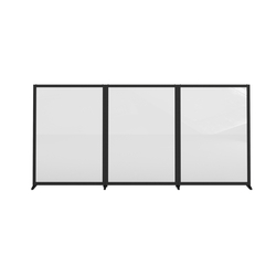 Feros Bodenmontierte Dreifachsichtschutzwand - Vollglas, Schwarz/Glas