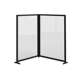 Feros Freistehende Ecklösung L-Form - Vollglas, Schwarz/Glas